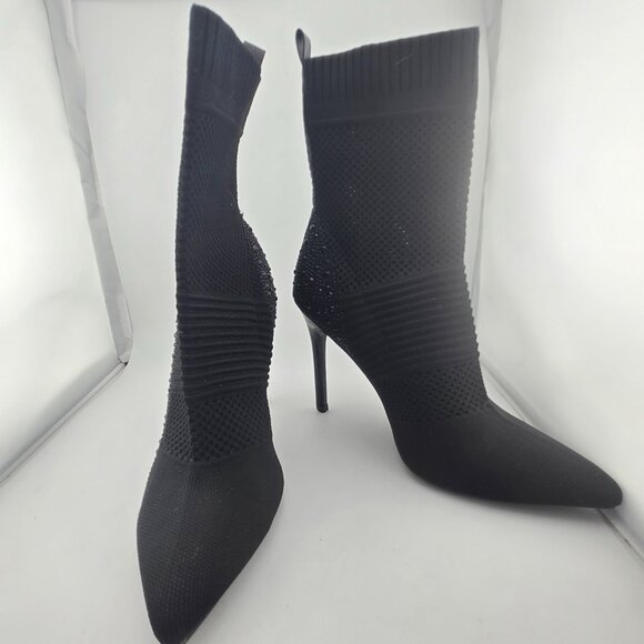 bebe Joselyn Knit Bootie Heels – Black Rhinestone Stiletto,Womens' size 7 - Picture 7 of 11